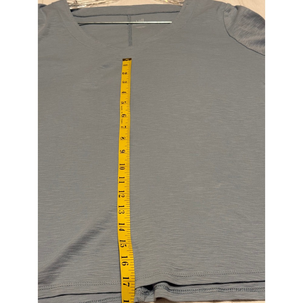 J. Jill Pima V-Neck A-Line Tee Light Blue 100% Pima Cotton Slub Knit Top Large - Picture 5 of 5
